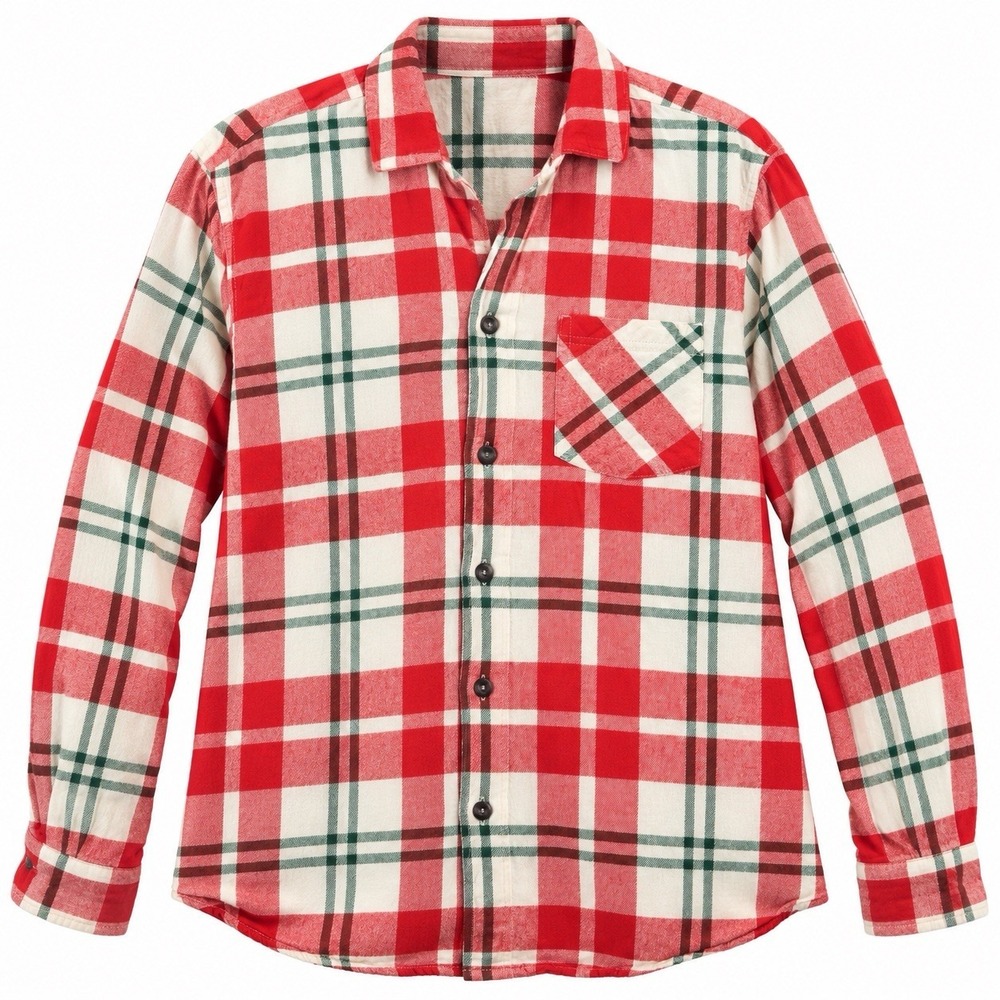 Old Navy Women’s M Red Green Plaid Flannel Button Down Holiday Shirt